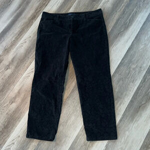 Talbots Signature Button Fly Floral Embossed Black Velvet Feel Chinos Size 16P